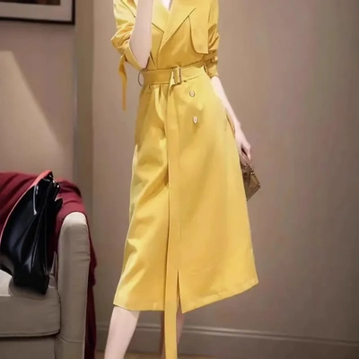 潮唯品会特卖清仓特价处理断码女装中长风衣品牌品牌春秋新款外套