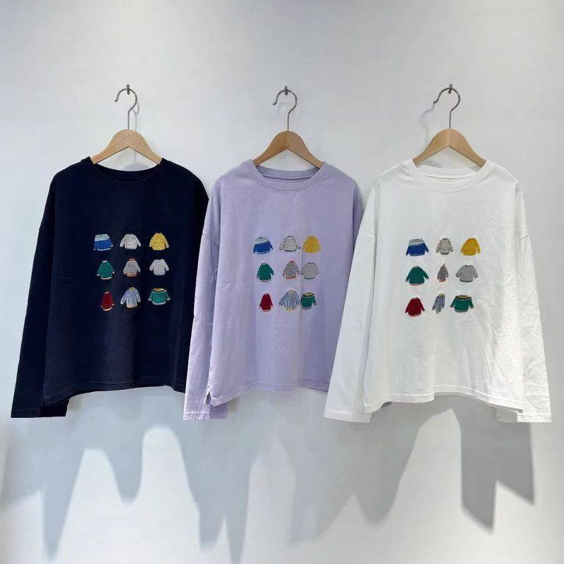2026春季新款女圆领日系棉T恤宽松上衣套头内搭印花薄款长袖清新,女装/女士精品,T恤,淘宝优惠券,粉丝福利购,淘宝优惠卷