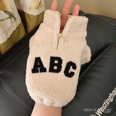 泡米酱ABC拉链卫衣绒加厚保暖秋冬宠物狗狗衣服泰迪比熊猫咪套头