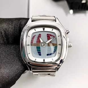 复古千禧年数字滚动一分钟动态读秒数显情侣男女款 小众高级感手表