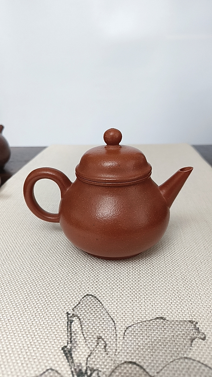 宜兴紫砂壶原矿朱泥全手工芭乐水平壶容量300cc茶具茶壶礼品