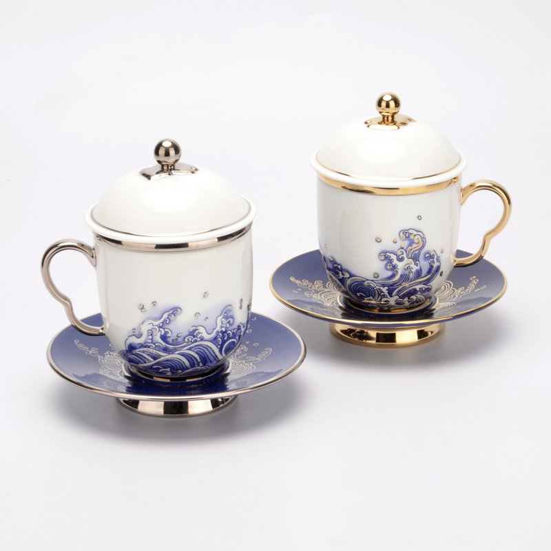 先生瓷海上明珠中式陶瓷茶杯250ml四件套永丰源茶具正品带盖茶漏