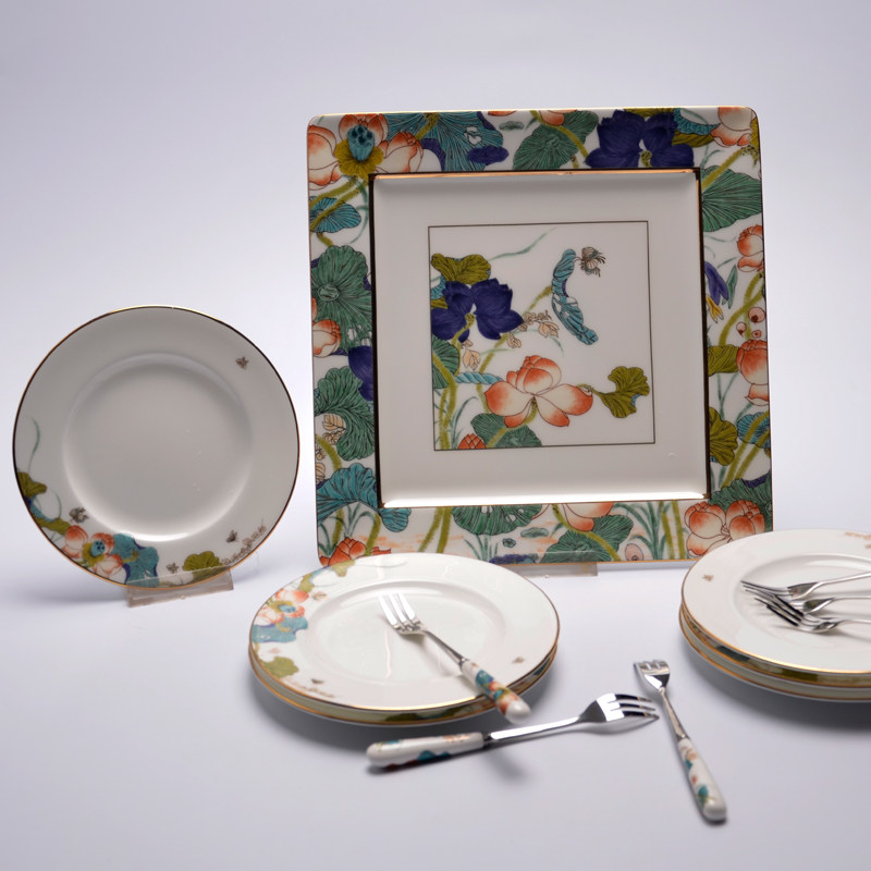 永丰源正品中式幸福礼13头甜品具水果组大方盘糕点盘点心盘叉