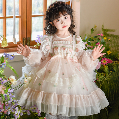 女童草莓泡芙蓬蓬公主裙