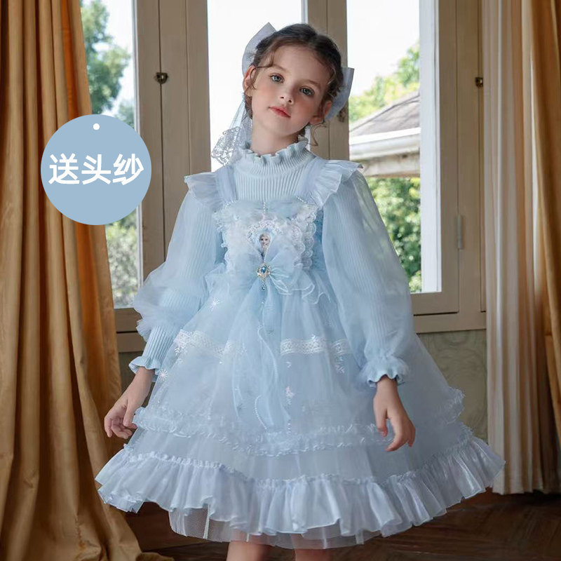 女童秋冬毛衣公主裙 2025秋冬甜美气质儿童装女孩蓬蓬纱连衣裙
