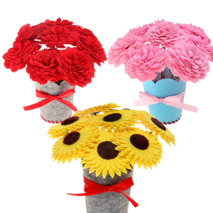 母亲节康乃馨花束手工diy制作布织布创意玩具幼儿园妈妈感恩礼物