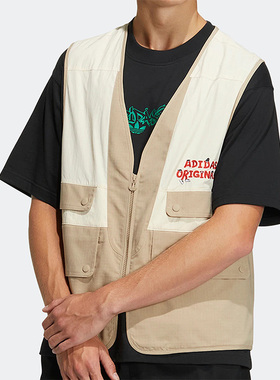 Adidas/阿迪达斯正品三叶草新款男女运动印花保暖宽松马甲 IA8478