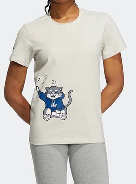 Adidas/阿迪达斯正品三叶草女子印花宽松休闲运动圆领短袖 H49580