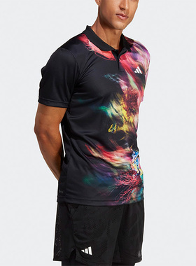 Adidas/阿迪达斯正品新款男子休闲透气运动短袖翻领T恤HT7215