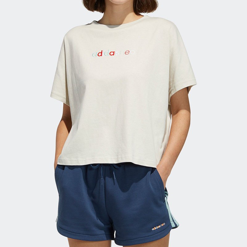 Adidas/阿迪达斯正品neo女子简约透气宽松运动圆领短袖T恤 GQ0849