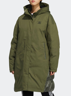 Adidas/阿迪达斯正品三叶草秋冬款女子长款连帽羽绒服 HF1586