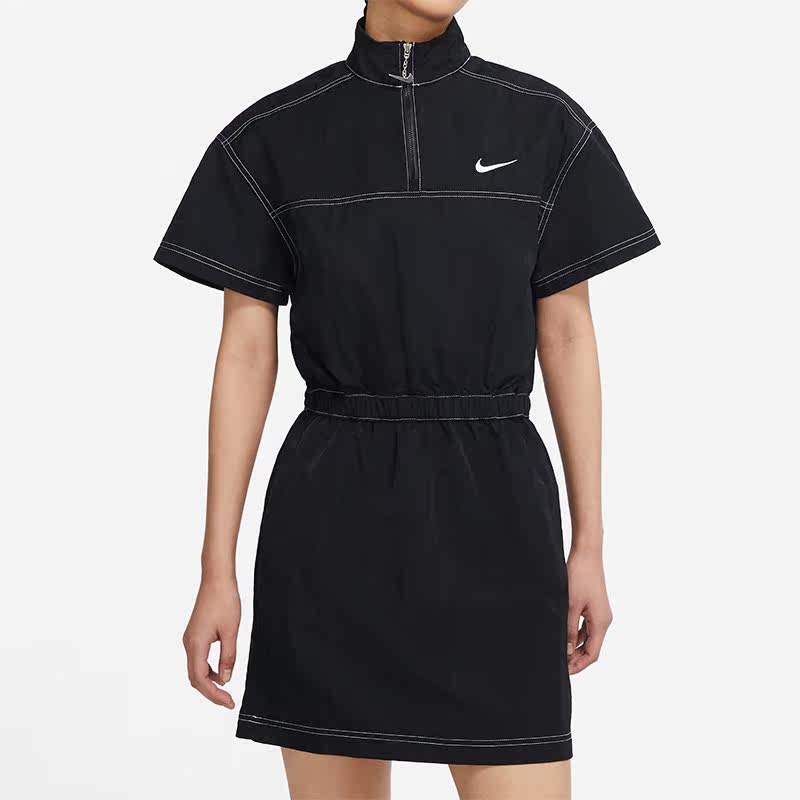 Nike/耐克正品新款女子短袖休闲连体立领连衣裙 DM6198-010,运动服/休闲服装,运动连衣裙,淘宝优惠券,粉丝福利购,淘宝优惠卷