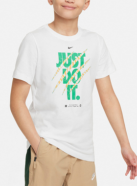 Nike/耐克正品运动大童圆领夏季休闲针织短袖T恤FV8665-100