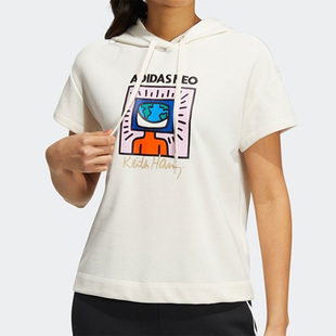 Neo女子连帽运动短袖 Adidas 新款 春季 T恤HD7255 阿迪达斯正品