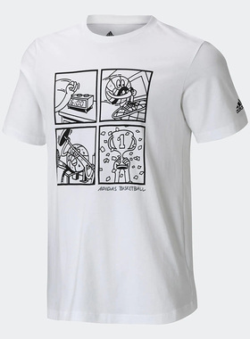 Adidas/阿迪达斯正品夏季新款篮球运动男子圆领短袖T恤HT4051