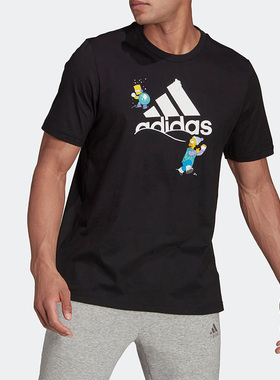 Adidas/阿迪达斯正品秋圆领针织男子运动休闲短袖T恤 GS6314