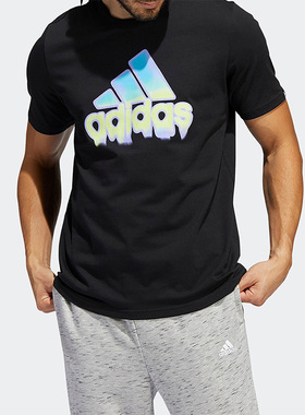 Adidas/阿迪达斯正品夏季新款透气圆领男子运动休闲短袖T恤HE4813