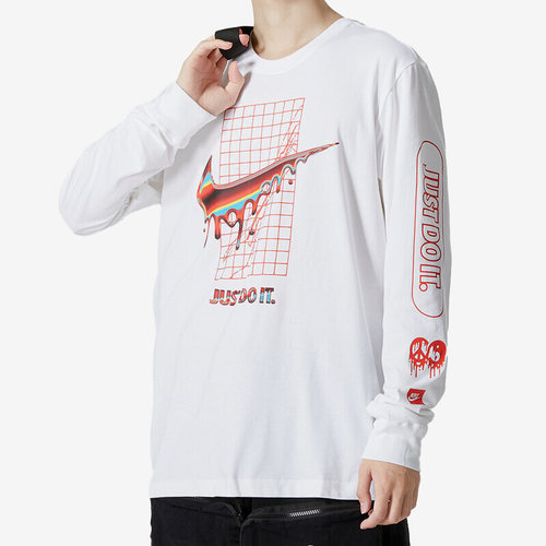 Nike/耐克正品夏新款男子运动休闲透气跑步印花长袖T恤DR8075-100