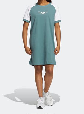 Adidas/阿迪达斯正品三叶草女子运动短袖休闲圆领连衣裙 H49566