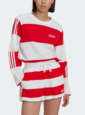 Adidas/阿迪达斯正品三叶草夏季新款女子运动长袖常规T恤 HL6582