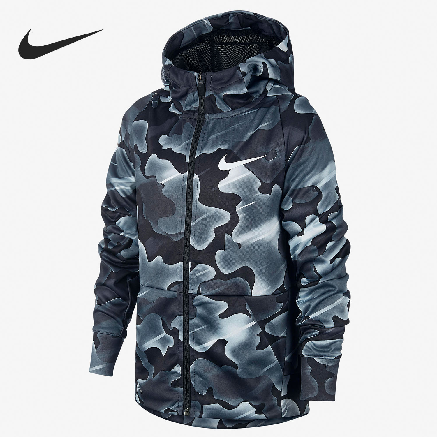 Nike/耐克儿童男大童休闲运动针织加绒夹克连帽外套BQ1657-010