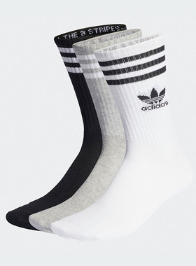 Adidas/阿迪达斯正品三叶草男女运动透气休闲袜三双装IL5023