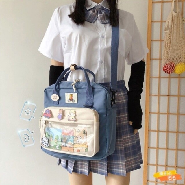 韩国ins学院风两用书包日系可爱卡通学生痛包大容量少女手提斜挎