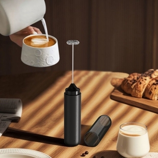 打奶泡器手持电动打泡器带盖便携奶泡机 咖啡电动奶泡器家用收纳式