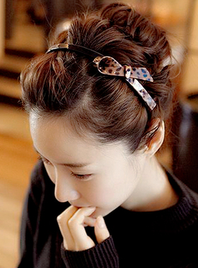 AZNAVOUR韩国进口阿兹娜发饰 百搭豹纹蝴蝶结发卡头箍气质款发箍