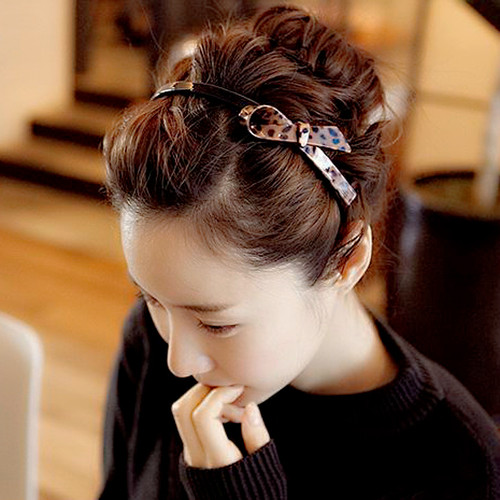 阿兹娜AZ百搭豹纹蝴蝶结发卡头箍
