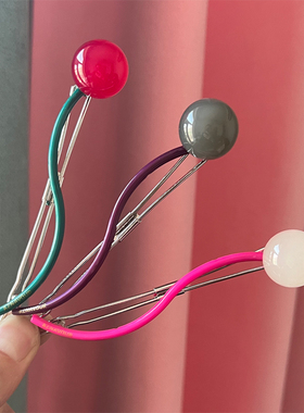 韩国进口阿兹娜AZNAVOUR正品果冻色圆球波浪发夹长夹子盘发马尾夹