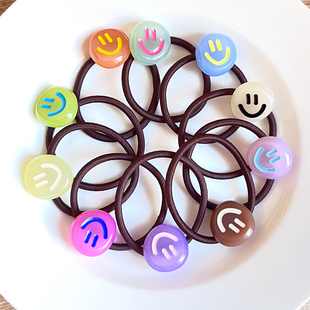 韩国进口发饰 东大门头饰 百搭可爱笑脸发圈头绳橡皮筋减龄发绳女