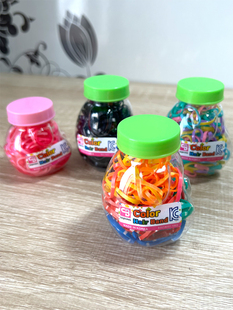 韩国进口东大门发饰简约多彩橡皮筋发圈瓶装皮套日韩彩色发绳头绳