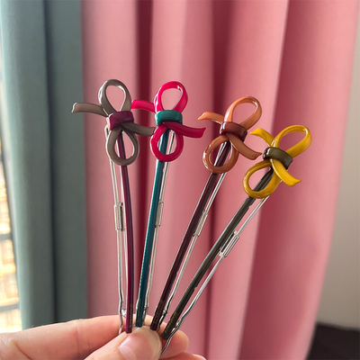 韩国阿兹娜正品蝴蝶结盘发一字夹