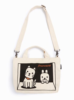 FINER斜挎单肩包女 日系潮牌帆布包 ins新款百搭手提包布包中包夏