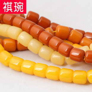 合成琥珀蜜蜡桶珠腰珠勒子顶珠隔珠散珠 diy佛珠手串星月菩提配饰