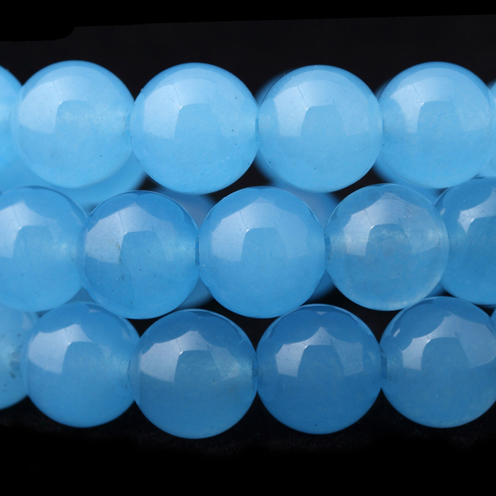祺琬蓝色玉髓彩玉散珠圆珠半成品