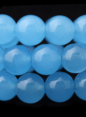 蓝色玉髓彩玉珠子圆珠散珠 diy手工串珠手链手串项链设计制作材料