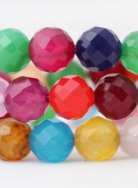4-8mm钻石切面 多色巴西玛瑙圆珠散珠 首饰品配件diy手工手链材料