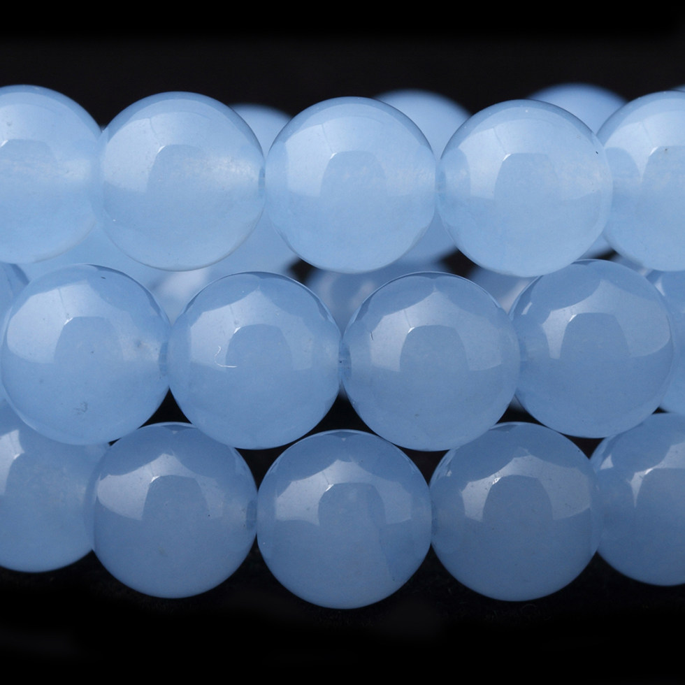 祺琬浅蓝色玉髓散珠半成品材料