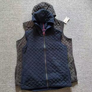 外贸出口秋冬连帽男女士运动跑步健身夹棉薄款 马甲轻便马夹外套