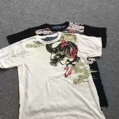 Men's Summer Printed Gold Foil Trendy Short-Sleeve Round Neck T-Shirt Top for Export