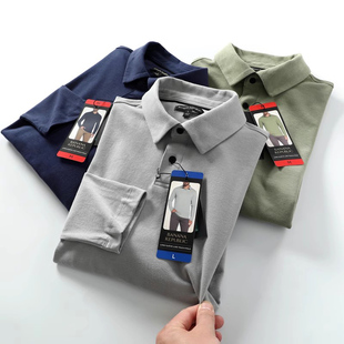 可可外贸 T恤polo衫 男宽松休闲百搭打底衫 美国单BR香共家翻领长袖