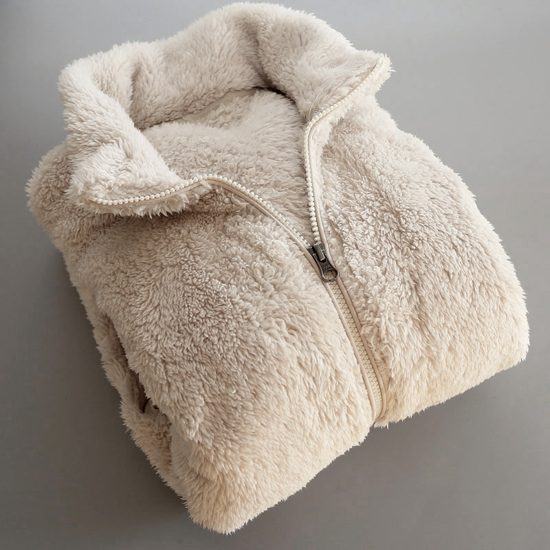 外贸潮珊瑚绒开衫男立领拉链卫衣