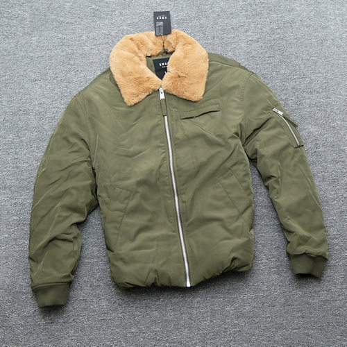 可可外贸 阿美咔叽空军B15夹克飞行服棉袄加厚毛领冬季棉衣外套男