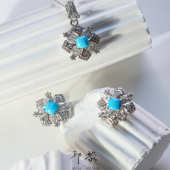 邱黎 美松绿松石吊坠耳夹耳钉1h6988 风情雪花 佛罗伦萨意式
