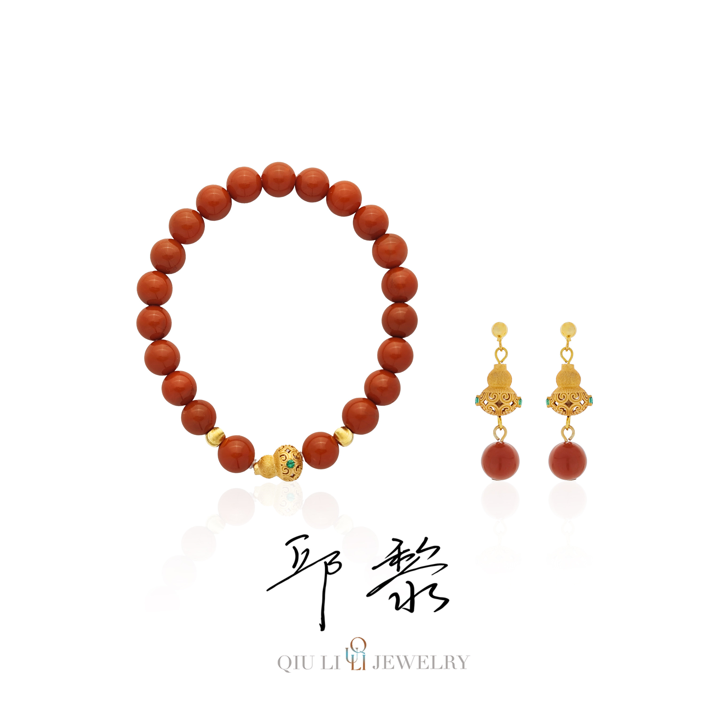 邱黎 ·「福禄红」花丝葫芦国风款南红手串流苏耳钉 1h6421,饰品/流行首饰/时尚饰品新,手饰/手串,淘宝优惠券,粉丝福利购,淘宝优惠卷