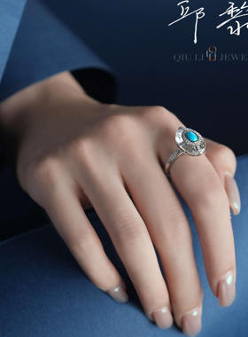 邱黎【石上石Kissing风格】925银冰糖美松绿松石耳钉吊坠1h6815