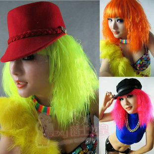 欧美夜店女歌手造型酒吧时尚短款蓬松爆款彩色玉爆炸头超蓬松假发