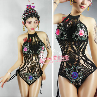 古风性感镂空酒吧DJ连体衣gogo演出服领舞套装夜场bgo点舞表演服